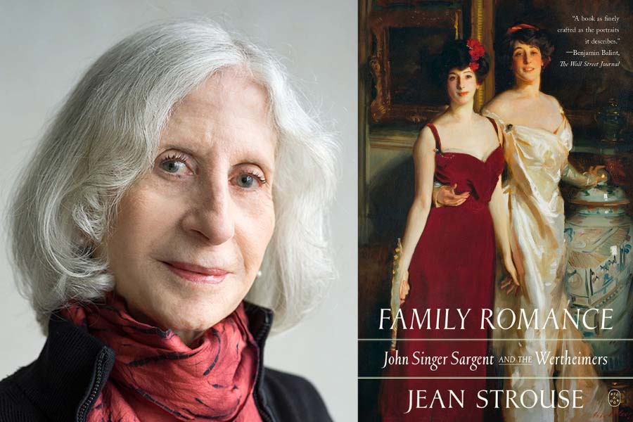 Photo of author alongside the cover of their book.