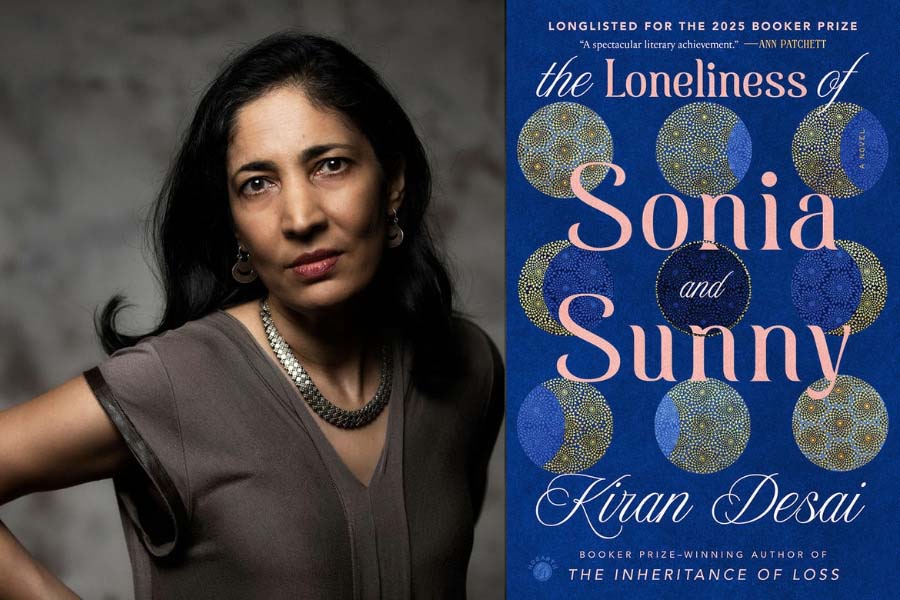Photo of author alongside the cover of their book.