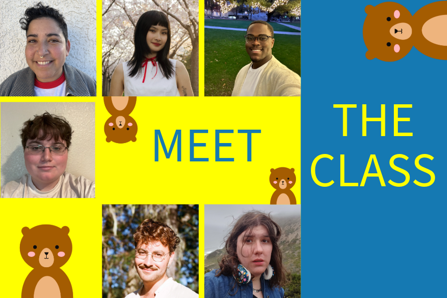 Photo of incoming students. Top row, left to right: Laine Barriga, Amber Hisatomi, Benjamin Jackson, Aaron Kowals, Jasper Sattentau, Rosalind Shoopman.