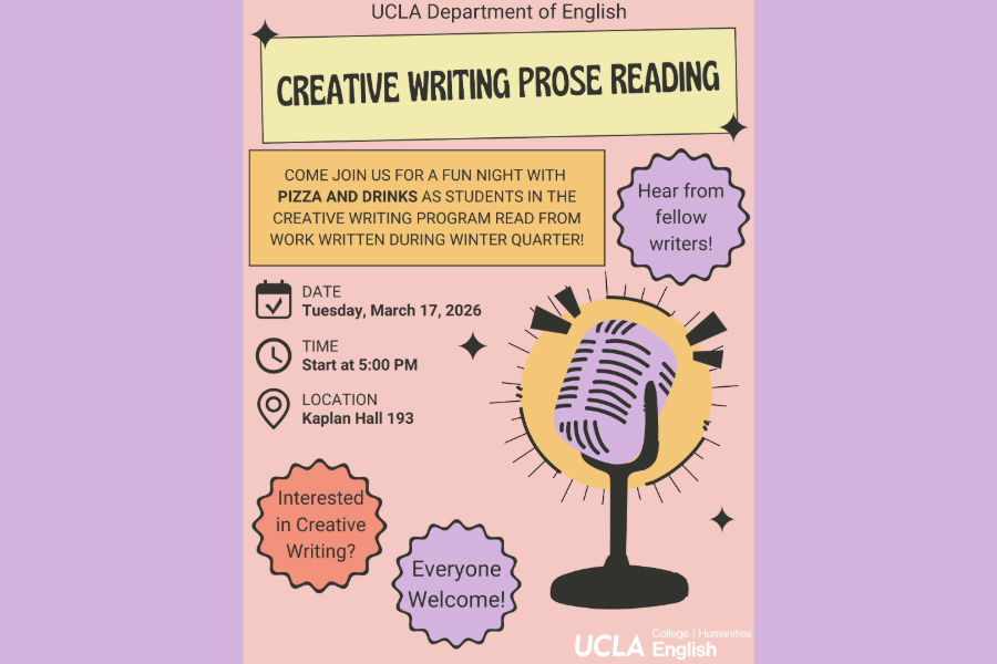 Informational flyer with text describing event along with a picture of a microphone.