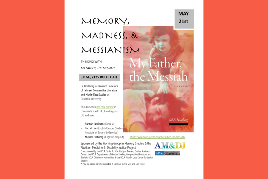 Image of book cover along with text describing event.